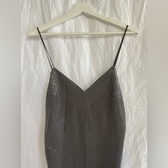 Zara Slip On Dress Party Sparkle Metal Silver New Years Size Medium NEW - Picture 6 of 16